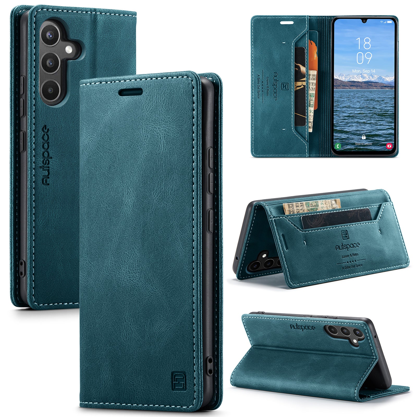 AUTSPACE Wallet Phone Case for Samsung Galaxy A34 5G RFID Blocking Flip Leather Cover A01 Series Retro Stand Phone Cover AUTSPACE Wallet Phone Case for Samsung Galaxy A34 5G RFID Blocking Flip Leather Cover A01 Series Retro Stand Phone Cover